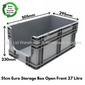 Heavy Duty Stacking Euro Box 51cm 27 Litre Open Front